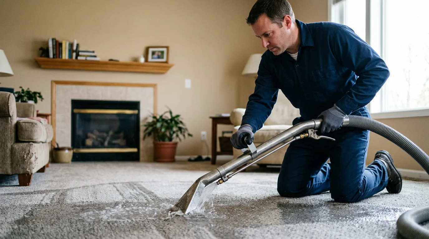 Water damage restoration technician working near Hospers, IA
